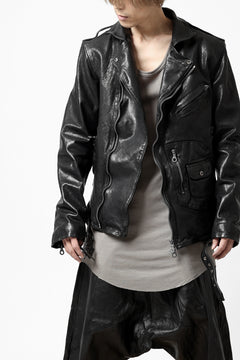 Load image into Gallery viewer, ISAMU KATAYAMA BACKLASH MOTO JACKET / ITALY-SHOULDER OBJECT DYED (BLACK)