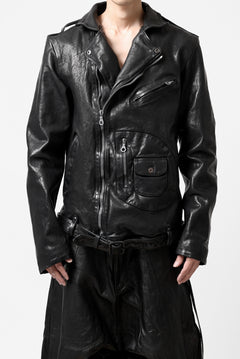Load image into Gallery viewer, ISAMU KATAYAMA BACKLASH MOTO JACKET / ITALY-SHOULDER OBJECT DYED (BLACK)