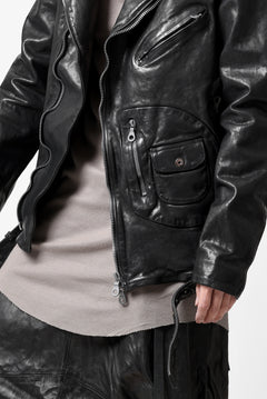 Load image into Gallery viewer, ISAMU KATAYAMA BACKLASH MOTO JACKET / ITALY-SHOULDER OBJECT DYED (BLACK)