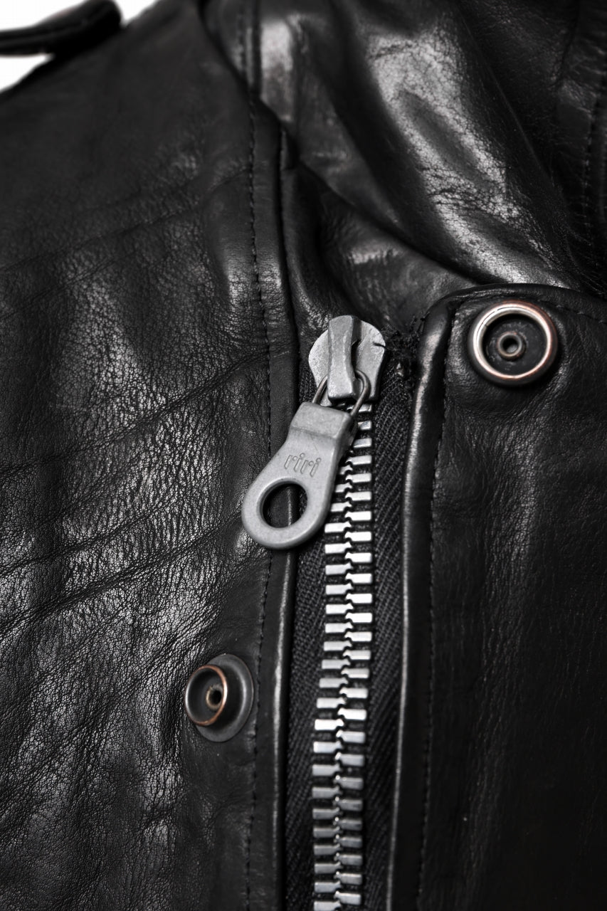 Load image into Gallery viewer, ISAMU KATAYAMA BACKLASH MOTO JACKET / ITALY-SHOULDER OBJECT DYED (BLACK)