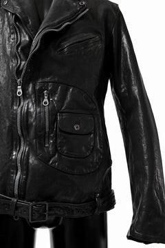 Load image into Gallery viewer, ISAMU KATAYAMA BACKLASH MOTO JACKET / ITALY-SHOULDER OBJECT DYED (BLACK)