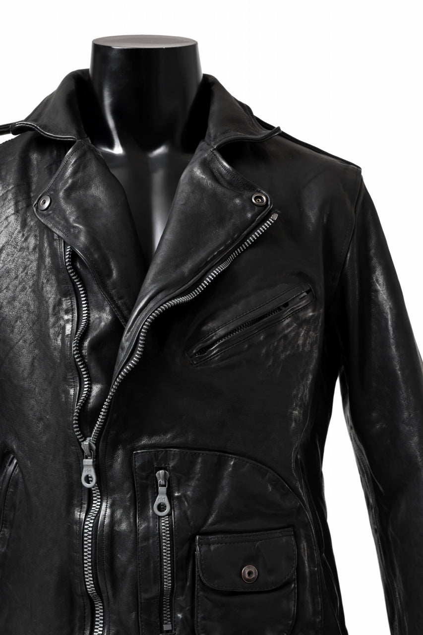 Load image into Gallery viewer, ISAMU KATAYAMA BACKLASH MOTO JACKET / ITALY-SHOULDER OBJECT DYED (BLACK)