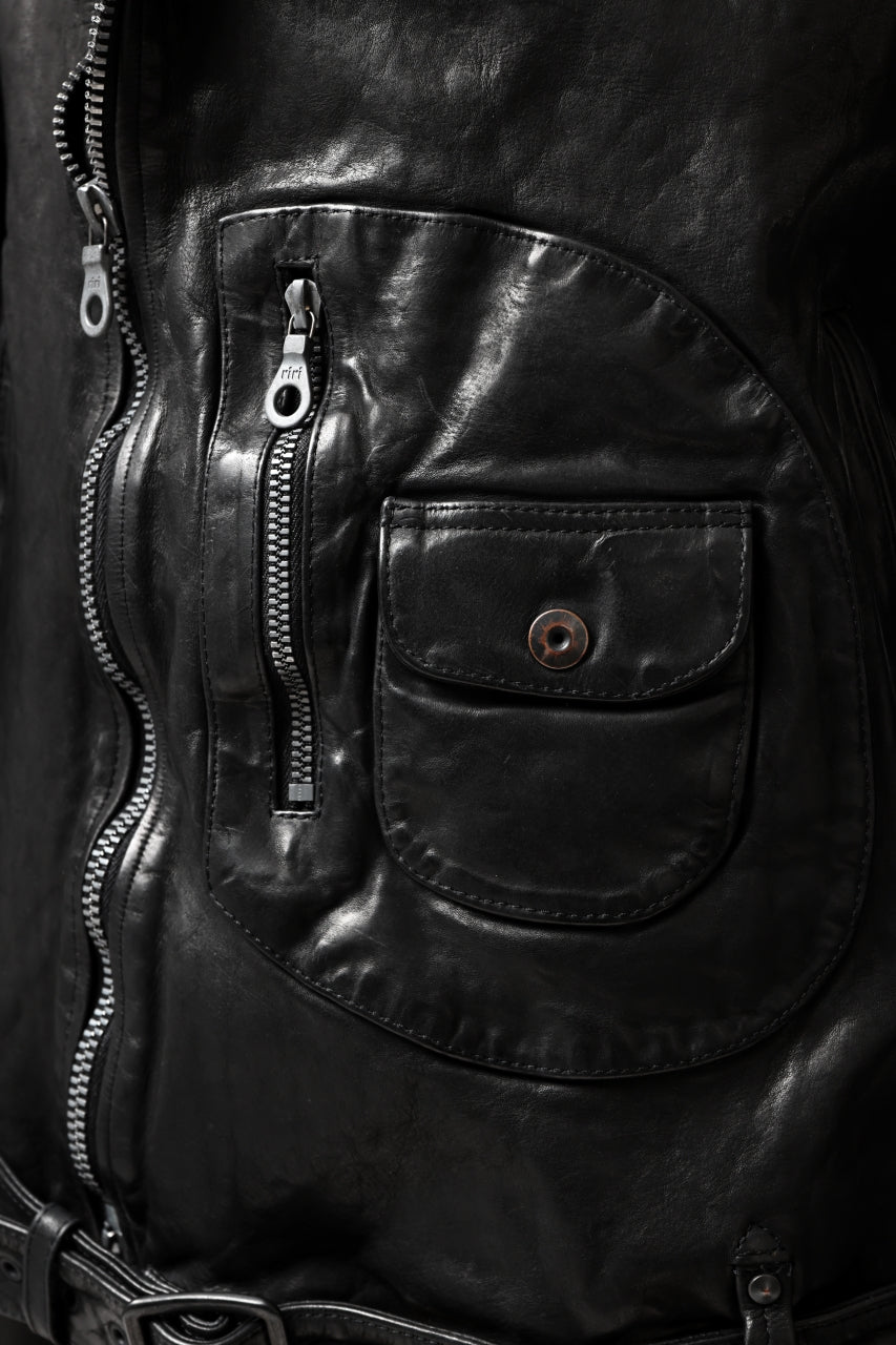 Load image into Gallery viewer, ISAMU KATAYAMA BACKLASH MOTO JACKET / ITALY-SHOULDER OBJECT DYED (BLACK)