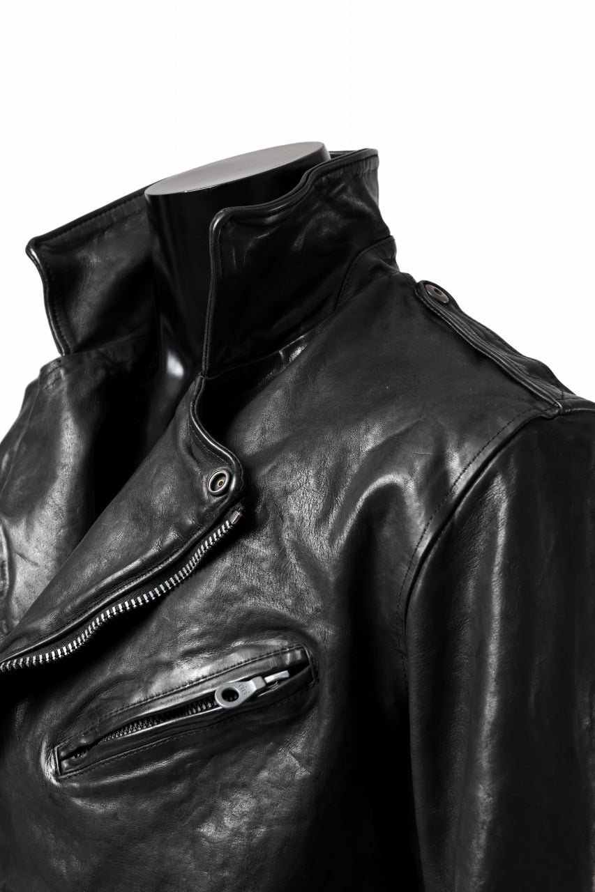 Load image into Gallery viewer, ISAMU KATAYAMA BACKLASH MOTO JACKET / ITALY-SHOULDER OBJECT DYED (BLACK)