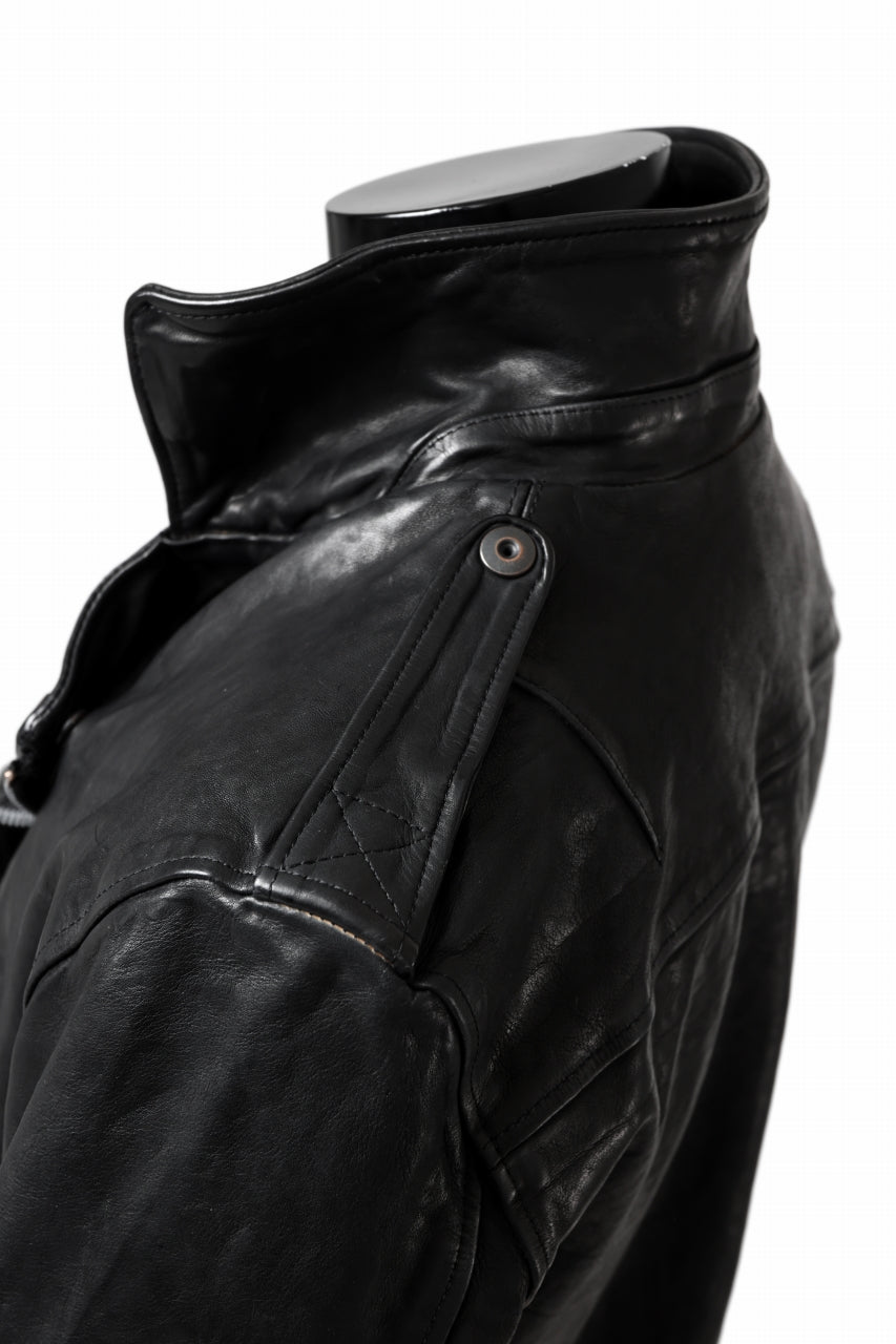 Load image into Gallery viewer, ISAMU KATAYAMA BACKLASH MOTO JACKET / ITALY-SHOULDER OBJECT DYED (BLACK)