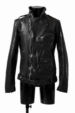 Load image into Gallery viewer, ISAMU KATAYAMA BACKLASH MOTO JACKET / ITALY-SHOULDER OBJECT DYED (BLACK)