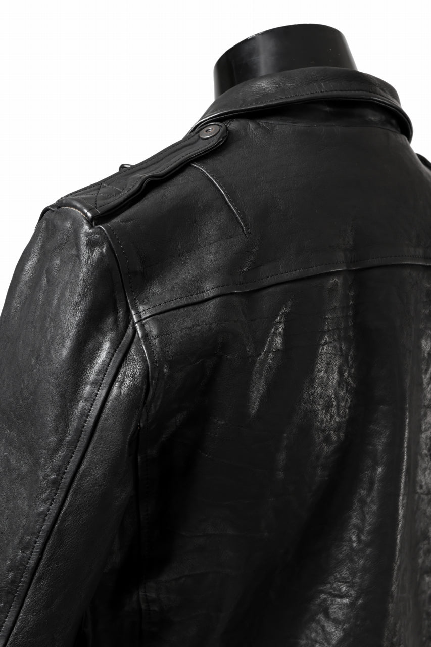 Load image into Gallery viewer, ISAMU KATAYAMA BACKLASH MOTO JACKET / ITALY-SHOULDER OBJECT DYED (BLACK)