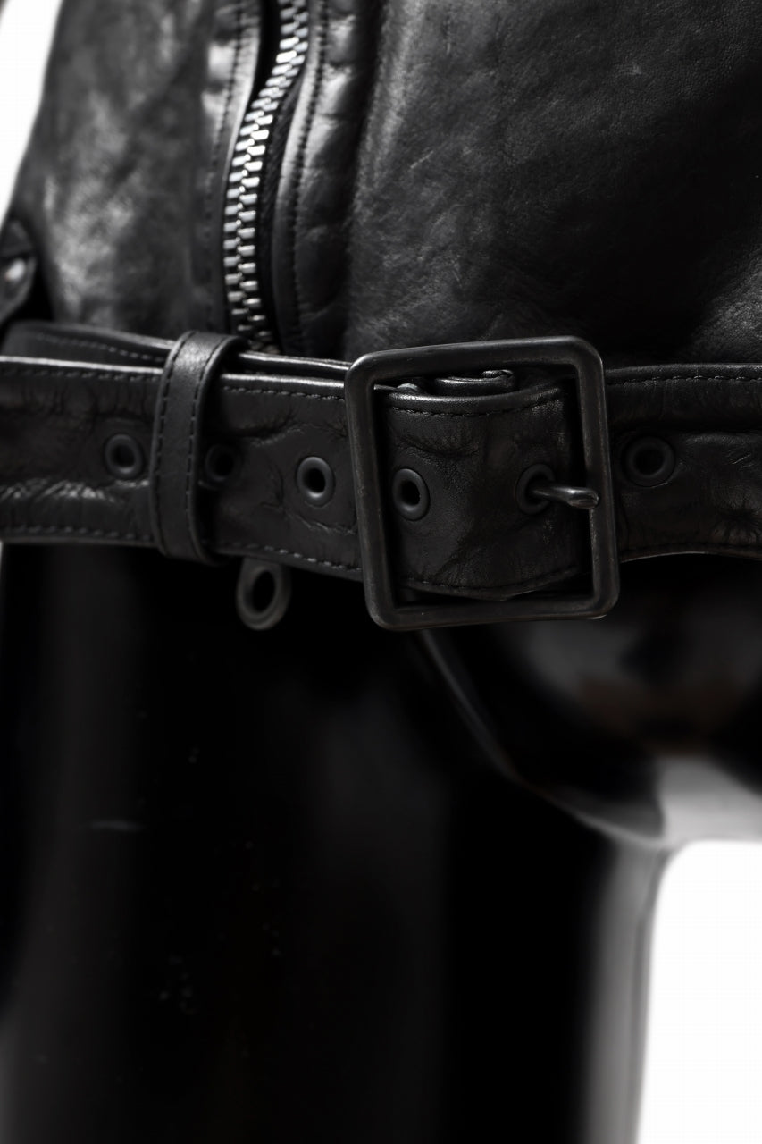 Load image into Gallery viewer, ISAMU KATAYAMA BACKLASH MOTO JACKET / ITALY-SHOULDER OBJECT DYED (BLACK)