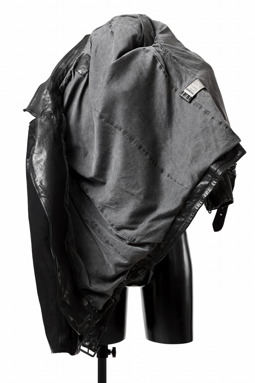 Load image into Gallery viewer, ISAMU KATAYAMA BACKLASH MOTO JACKET / ITALY-SHOULDER OBJECT DYED (BLACK)