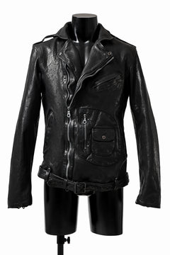 Load image into Gallery viewer, ISAMU KATAYAMA BACKLASH MOTO JACKET / ITALY-SHOULDER OBJECT DYED (BLACK)
