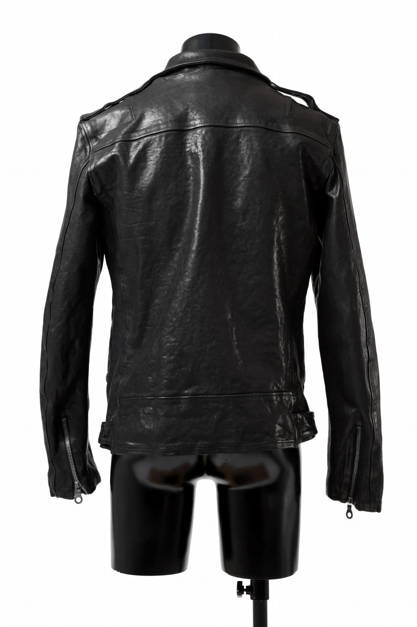 Load image into Gallery viewer, ISAMU KATAYAMA BACKLASH MOTO JACKET / ITALY-SHOULDER OBJECT DYED (BLACK)