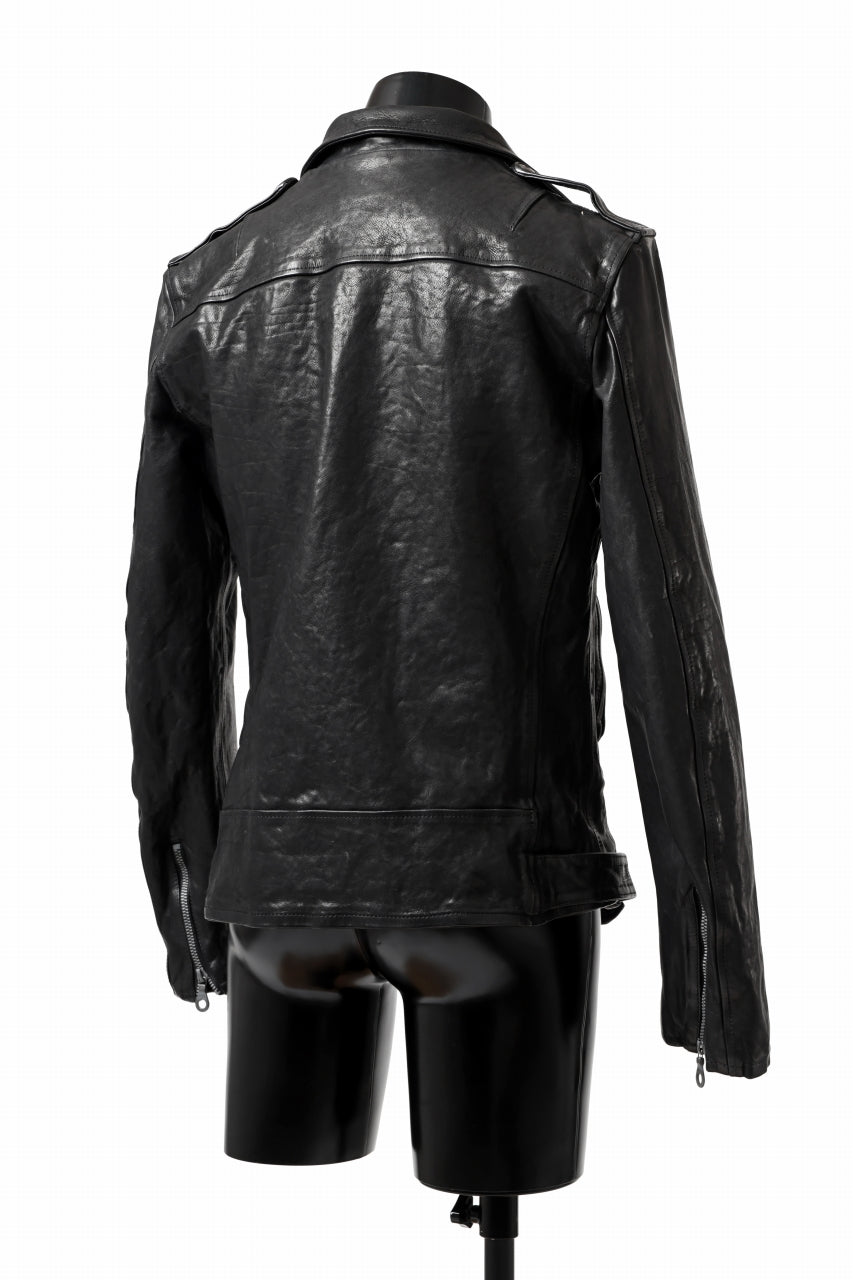 Load image into Gallery viewer, ISAMU KATAYAMA BACKLASH MOTO JACKET / ITALY-SHOULDER OBJECT DYED (BLACK)