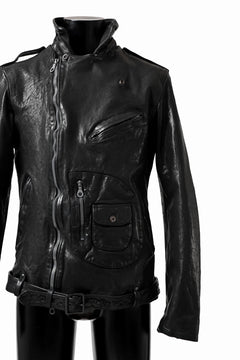 Load image into Gallery viewer, ISAMU KATAYAMA BACKLASH MOTO JACKET / ITALY-SHOULDER OBJECT DYED (BLACK)