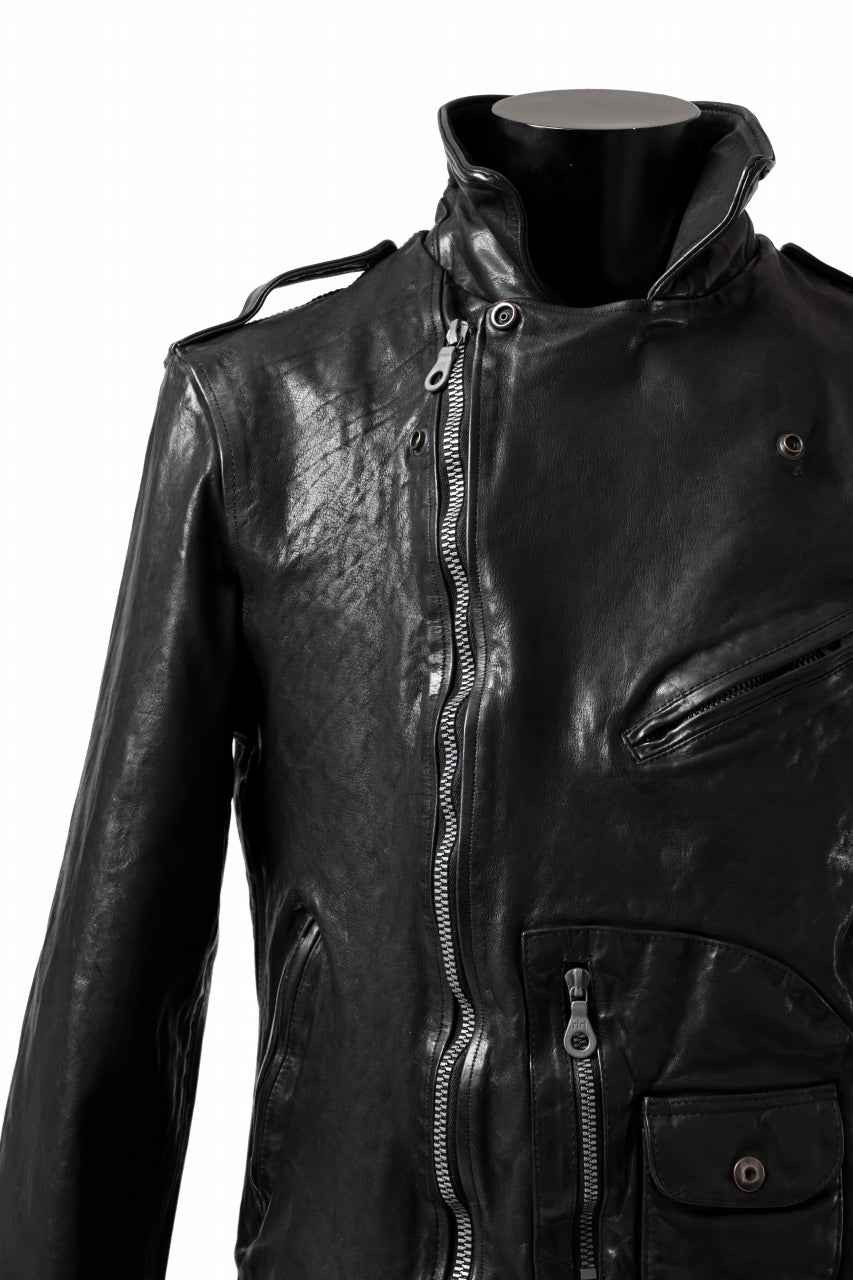 Load image into Gallery viewer, ISAMU KATAYAMA BACKLASH MOTO JACKET / ITALY-SHOULDER OBJECT DYED (BLACK)