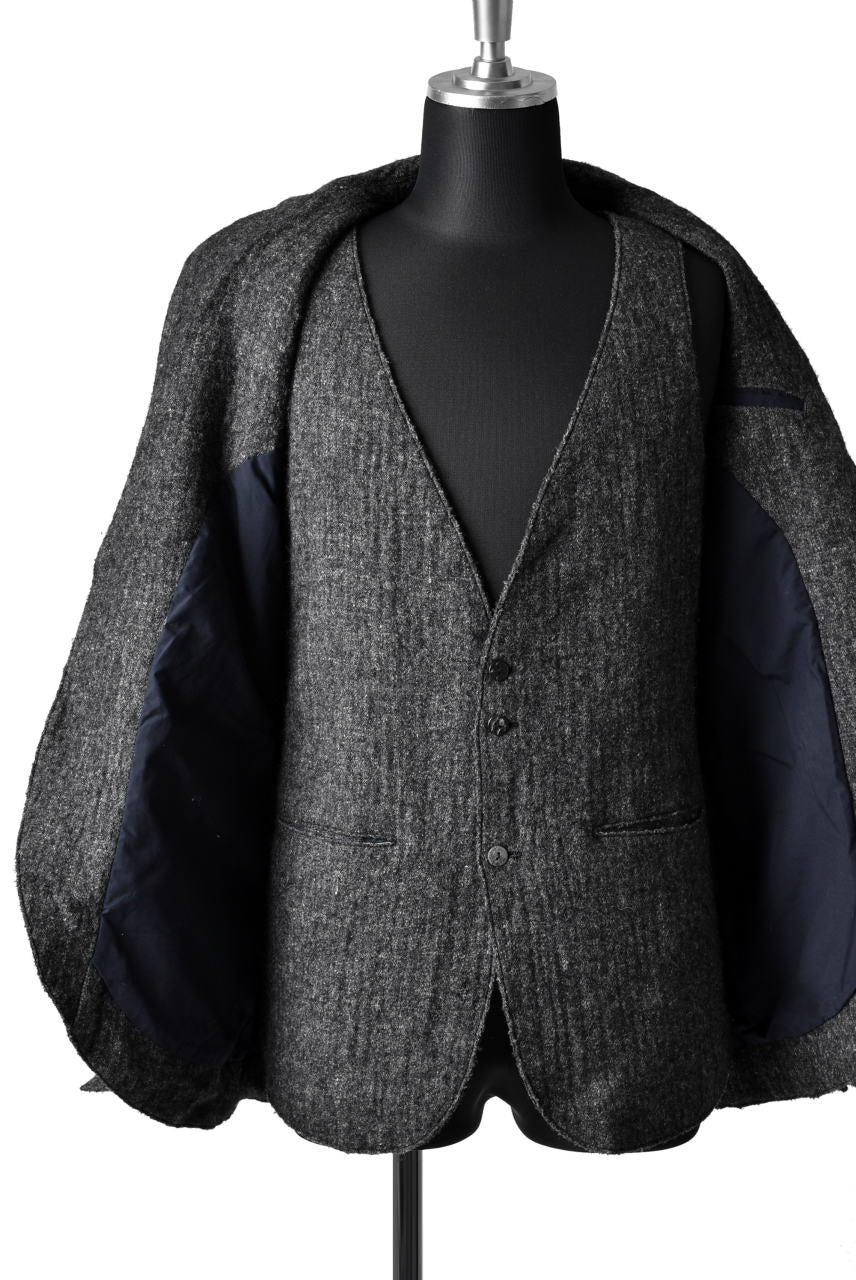 Load image into Gallery viewer, blackcrow tailor vest (wool linen fulling) (GREY)