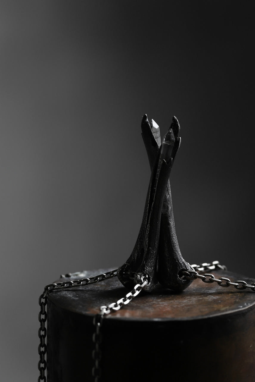 Load image into Gallery viewer, Holzpuppe exclusive Femur Bone Pendants with Green Tourmalinated Quartz