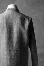 Load image into Gallery viewer, blackcrow band collar linen check shirt / sumi dyed (carbon)