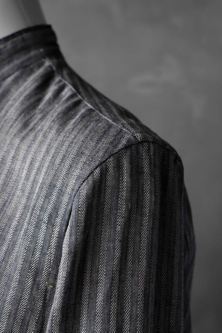 Load image into Gallery viewer, KLASICA STRIPED HERRINGBONE LINEN SHIRT / GARMENT WASHED (NAVY)