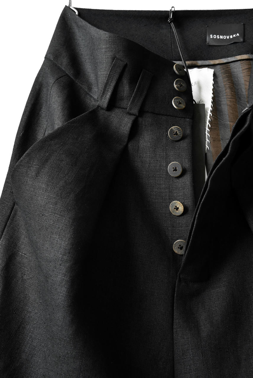 画像をギャラリービューアに読み込む, SOSNOVSKA exclusive CLOWN STYLE LINEN PANTS (BLACK)