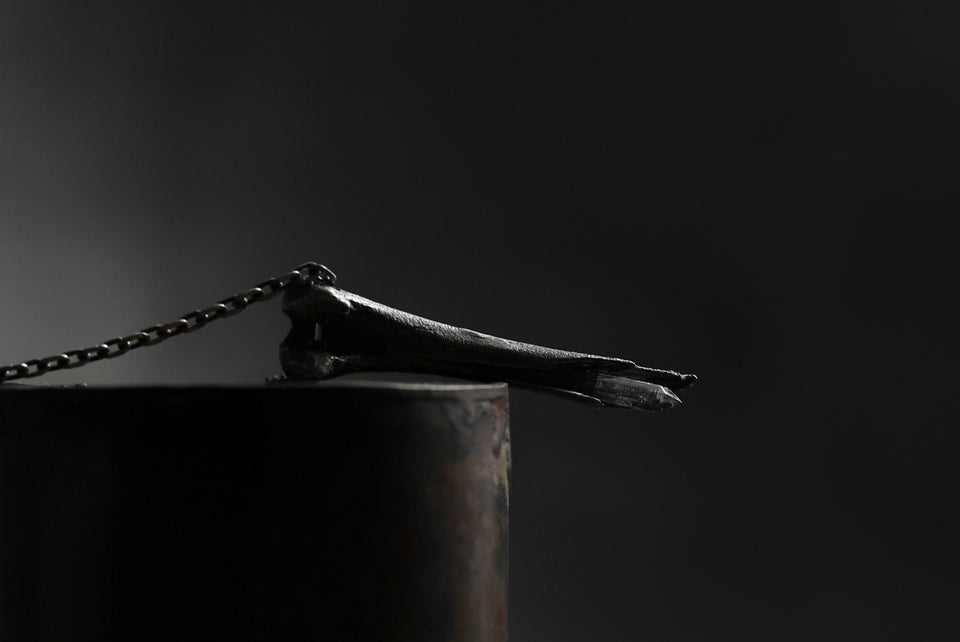 Load image into Gallery viewer, Holzpuppe exclusive Femur Bone Pendants with Green Tourmalinated Quartz