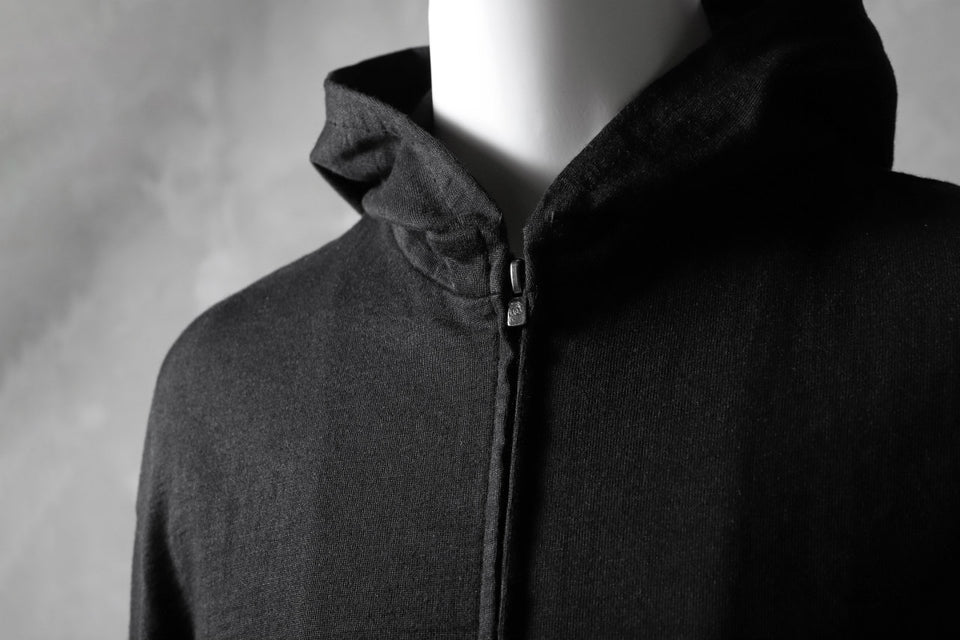 Load image into Gallery viewer, blackcrow set-in hoodie zip parka / cotton&ramie jersey (black)