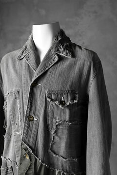 画像をギャラリービューアに読み込む, RESURRECTION HANDMADE combination denim coverall jacket (GREY×ARMY)