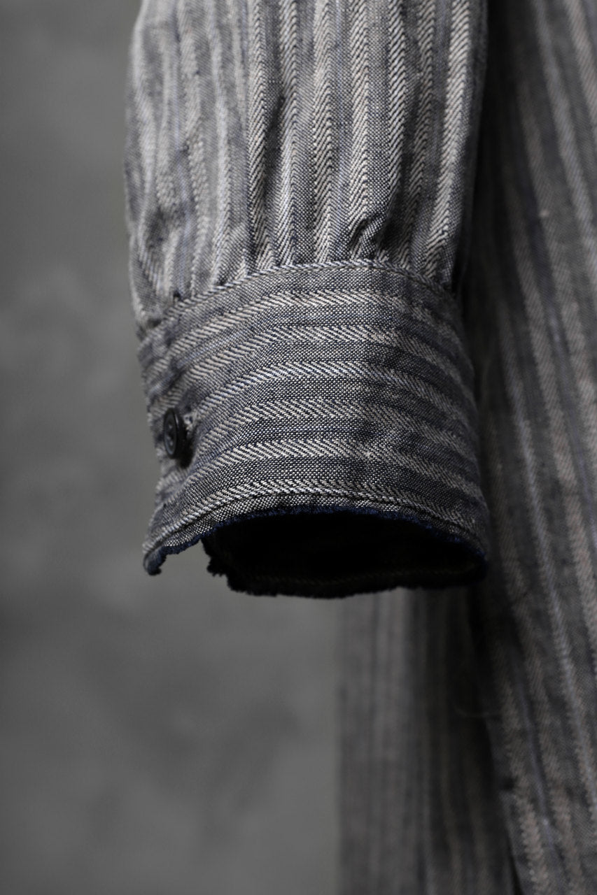Load image into Gallery viewer, KLASICA STRIPED HERRINGBONE LINEN SHIRT / GARMENT WASHED (NAVY)