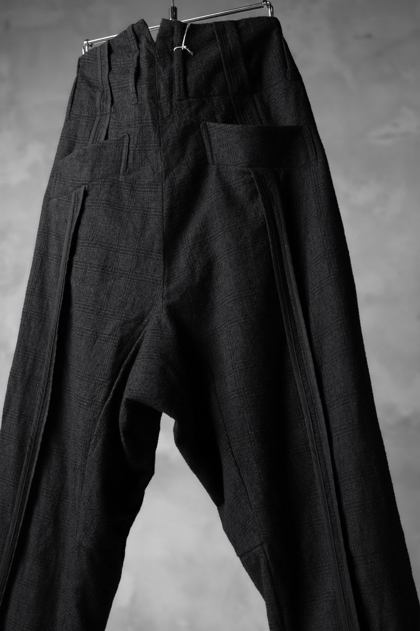 Load image into Gallery viewer, KLASICA DARK CHECK SABRON WIDE TROUSERS / WASH OUT MIX WEAVE (DARK CHECK)