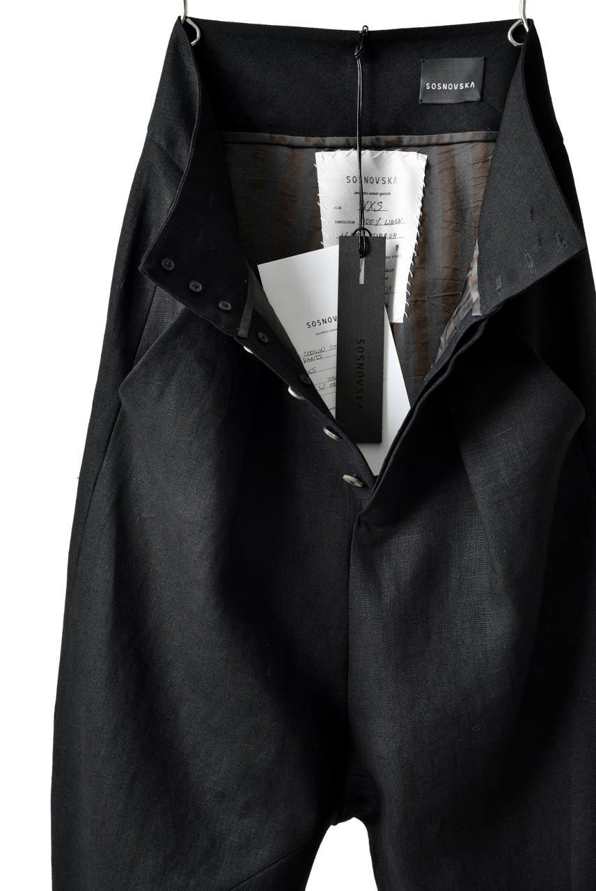 画像をギャラリービューアに読み込む, SOSNOVSKA exclusive CLOWN STYLE LINEN PANTS (BLACK)