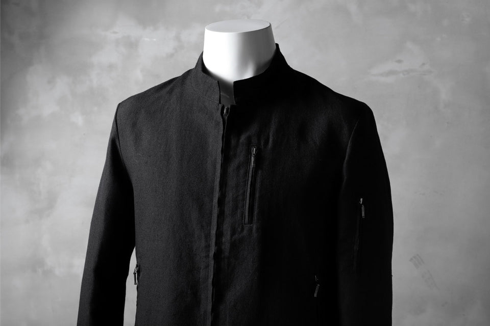 Load image into Gallery viewer, blackcrow riders zip jacket / linen&nylon woven (black)