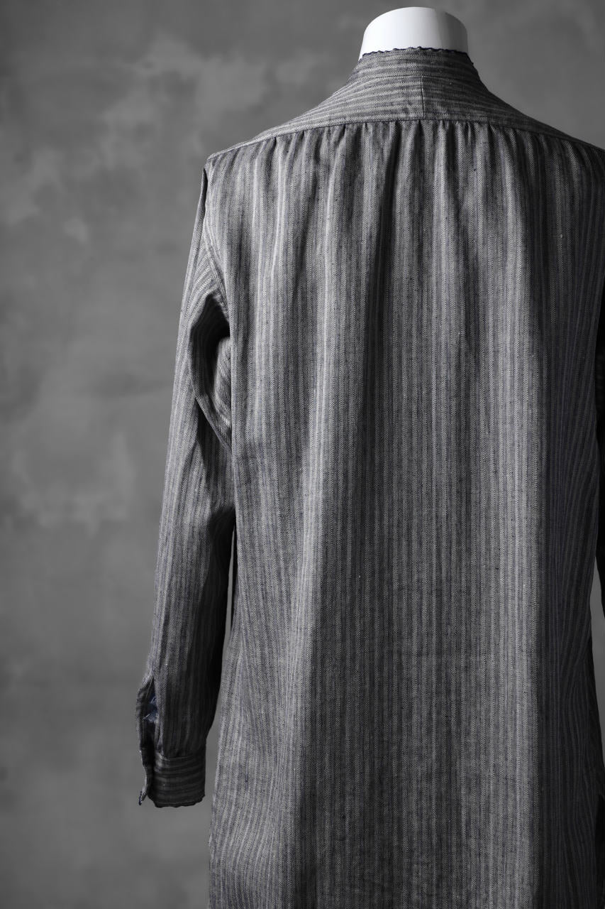 Load image into Gallery viewer, KLASICA STRIPED HERRINGBONE LINEN SHIRT / GARMENT WASHED (NAVY)