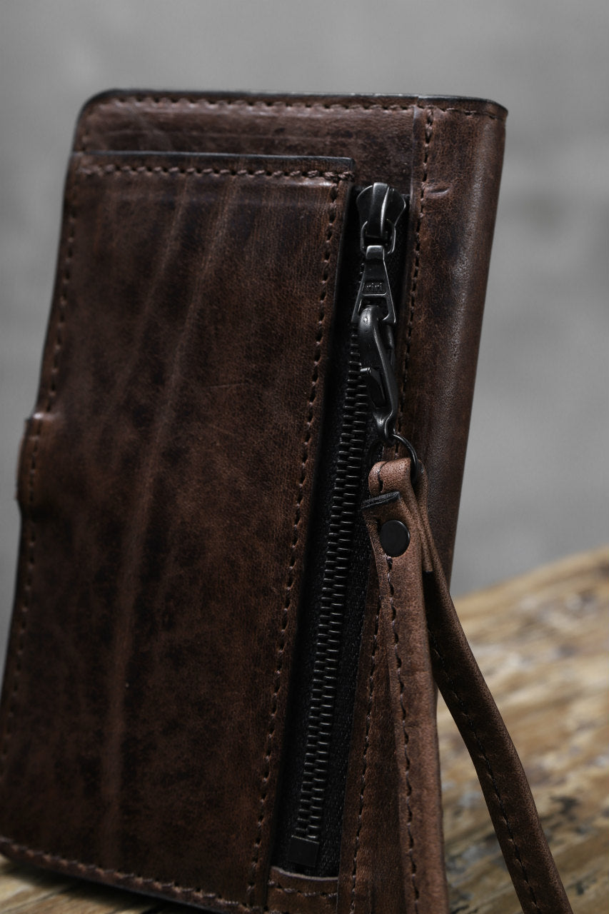 Load image into Gallery viewer, ISAMU KATAYAMA BACKLASH SMART PHONE CASE/PURSE / ITALY DOUBLE SHOULDER (DARK BROWN)