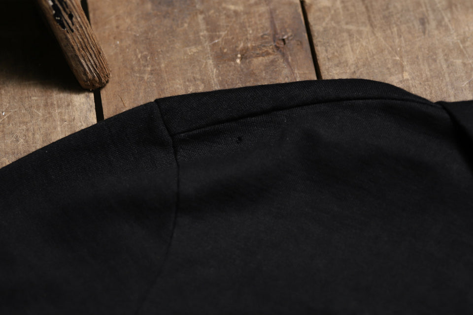 Load image into Gallery viewer, blackcrow set-in hoodie zip parka / cotton&ramie jersey (black)