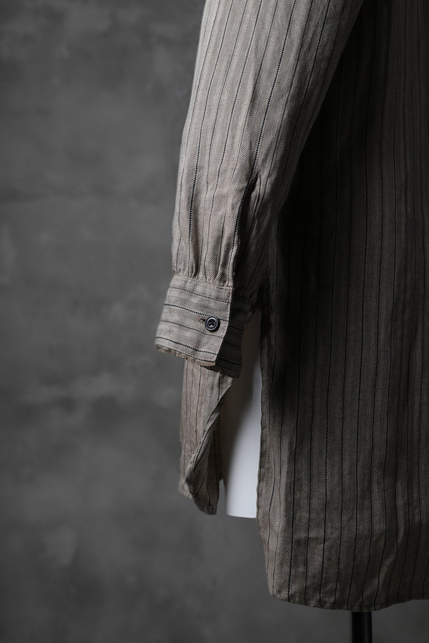 Load image into Gallery viewer, KLASICA STRIPED HERRINGBONE LINEN SHIRT / GARMENT WASHED (BEIGE)