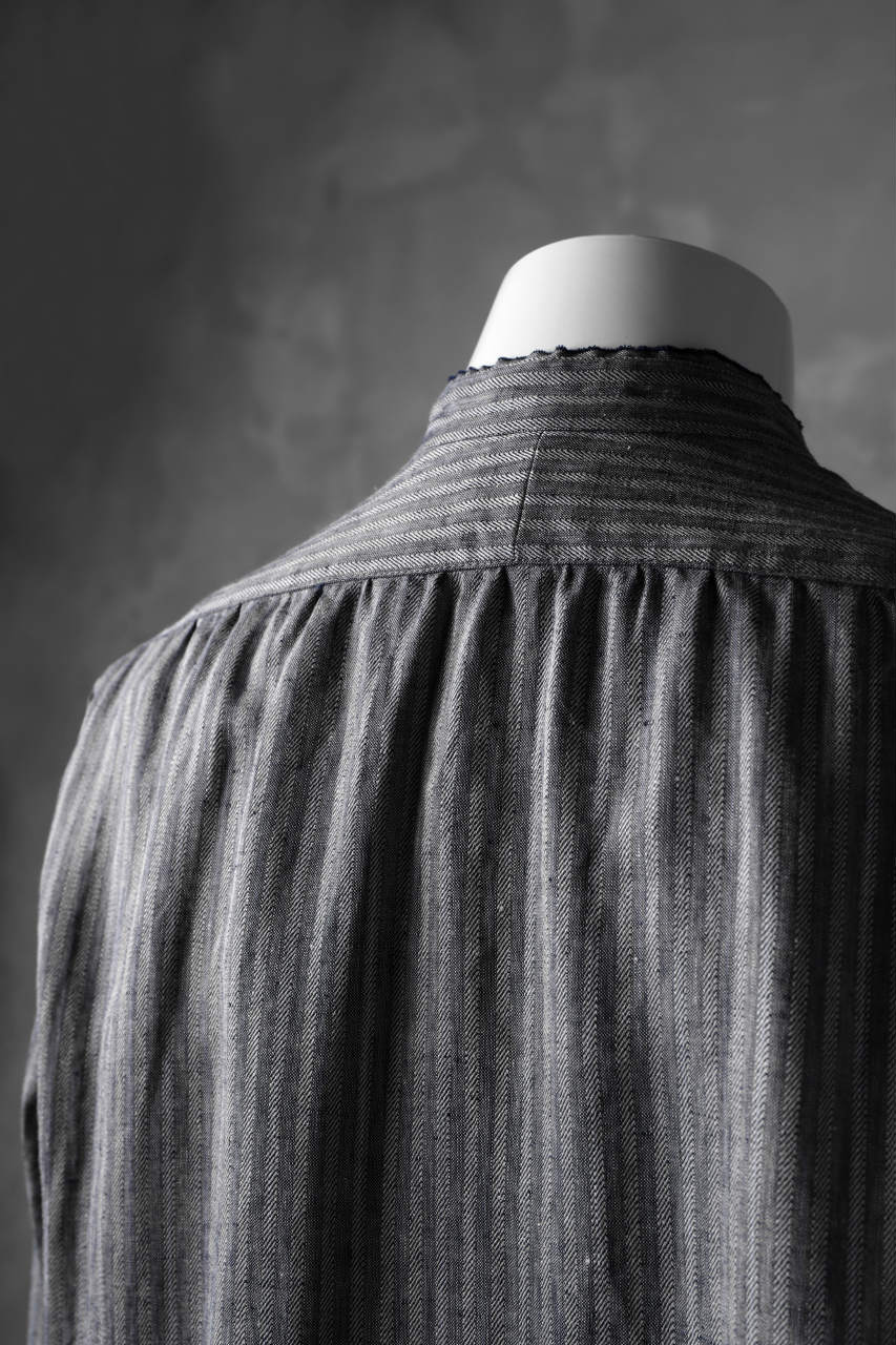 Load image into Gallery viewer, KLASICA STRIPED HERRINGBONE LINEN SHIRT / GARMENT WASHED (NAVY)