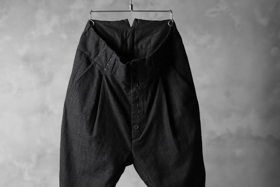 Load image into Gallery viewer, KLASICA DARK CHECK SABRON WIDE TROUSERS / WASH OUT MIX WEAVE (DARK CHECK)