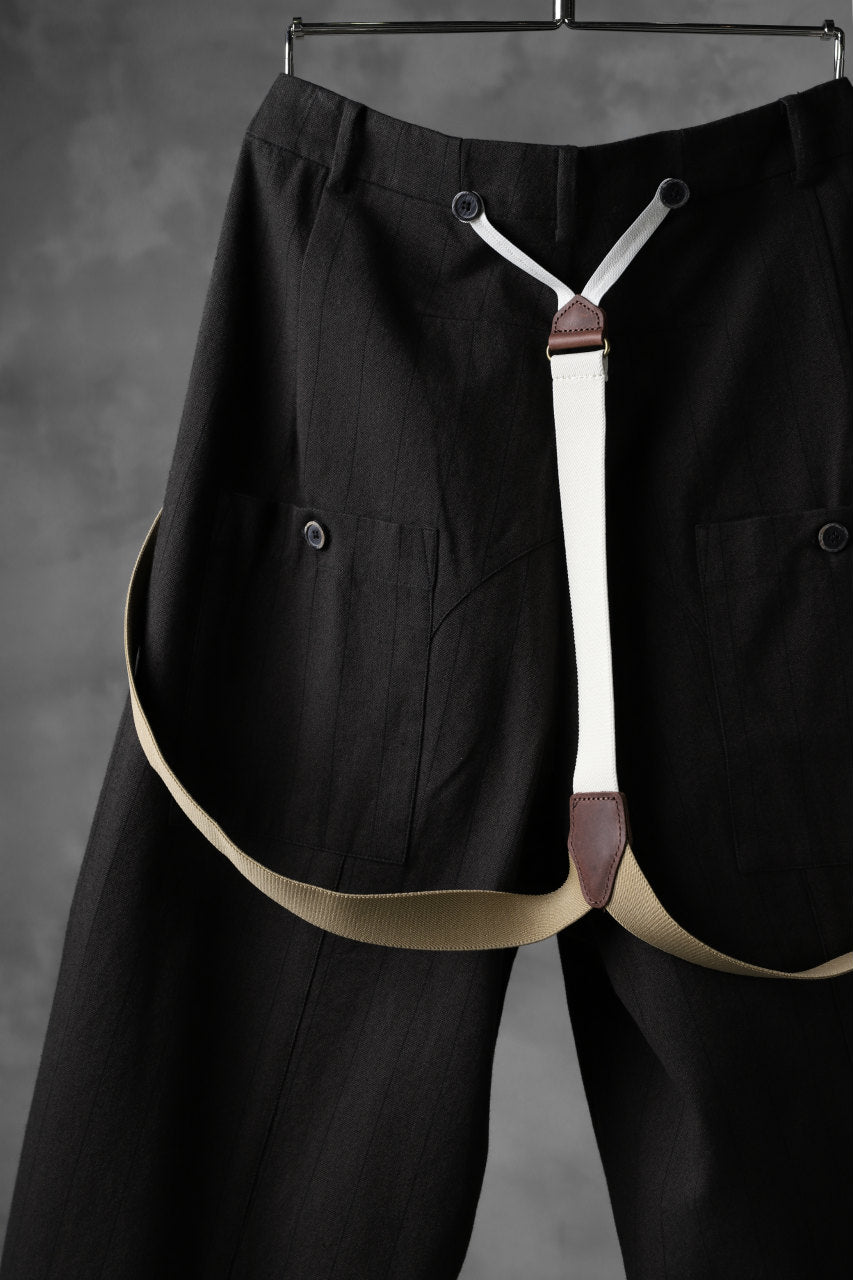 画像をギャラリービューアに読み込む, Aleksandr Manamis Wide Cropped Pant wt. Suspender / Brown Stripe