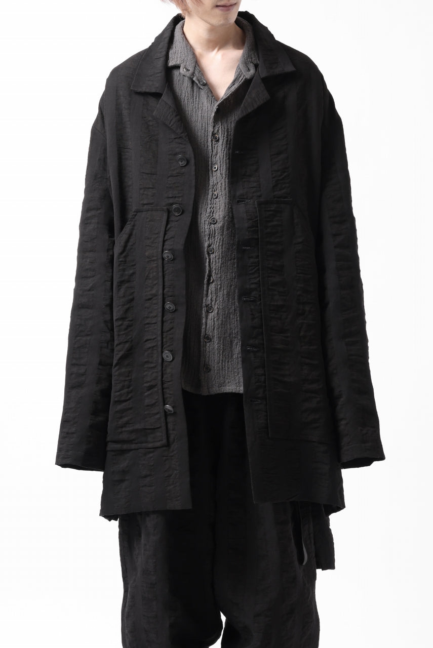 画像をギャラリービューアに読み込む, SOSNOVSKA SQUEEZED STRIPE COAT (BLACK)