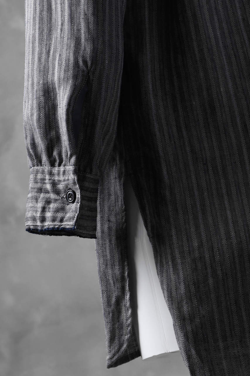 Load image into Gallery viewer, KLASICA STRIPED HERRINGBONE LINEN SHIRT / GARMENT WASHED (NAVY)