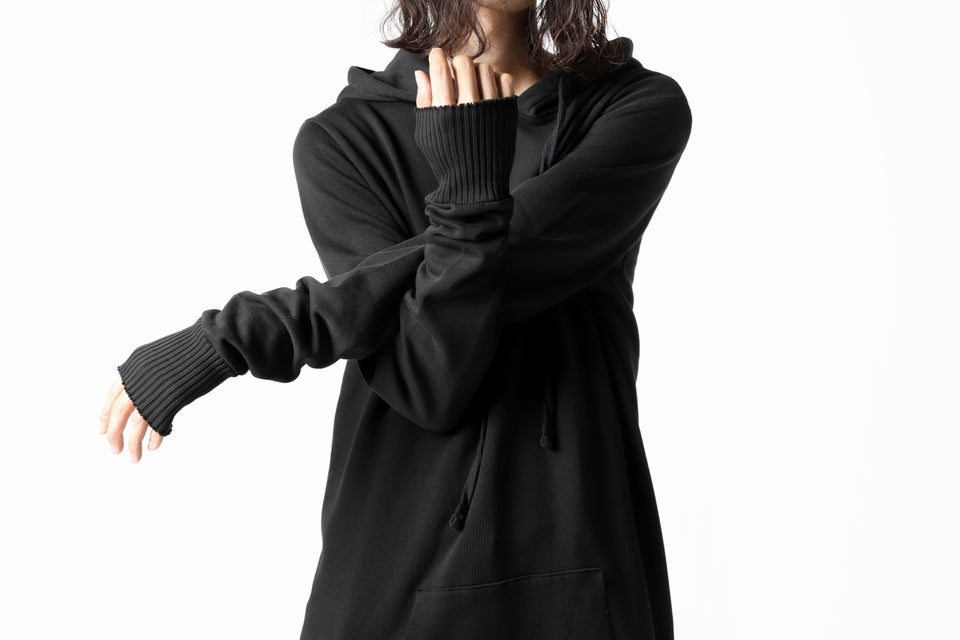 画像をギャラリービューアに読み込む, thomkrom BRUSHED BACK LONG HOODIE / FRENCH-TERRY (BLACK)