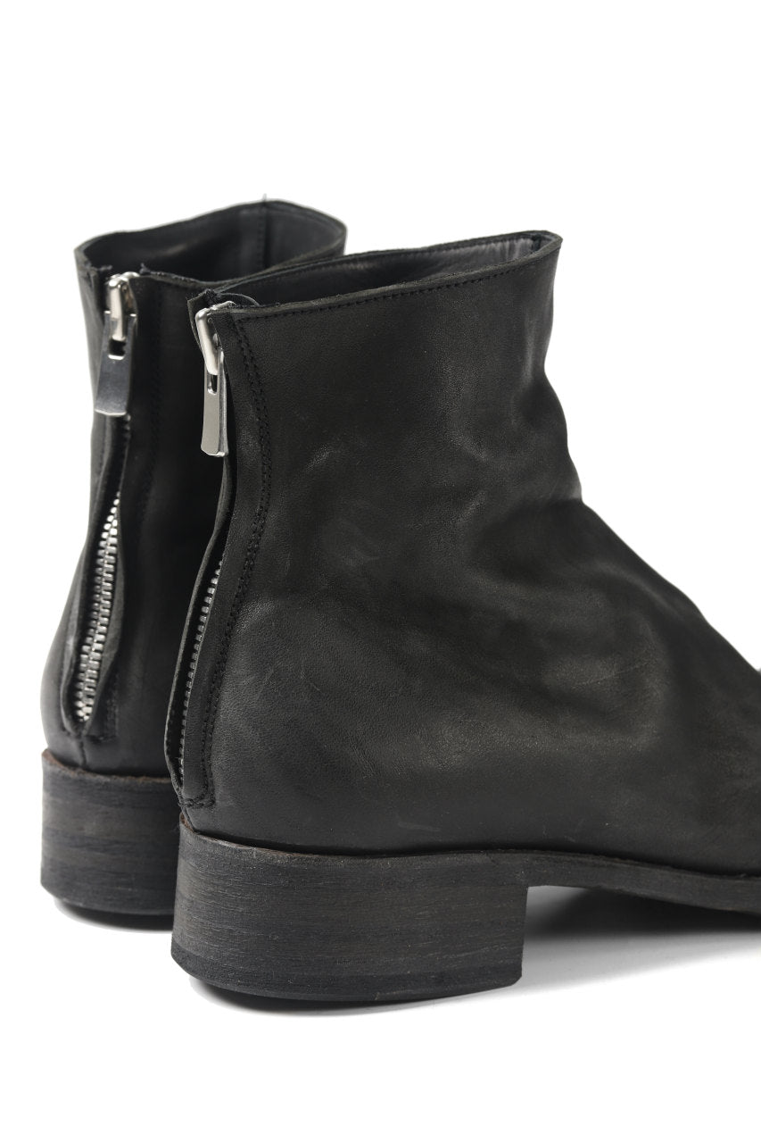 EVARIST BERTRAN  EB7 One Piece Leather Back Zip Middle Boots / Washed Culatta (BLACK)