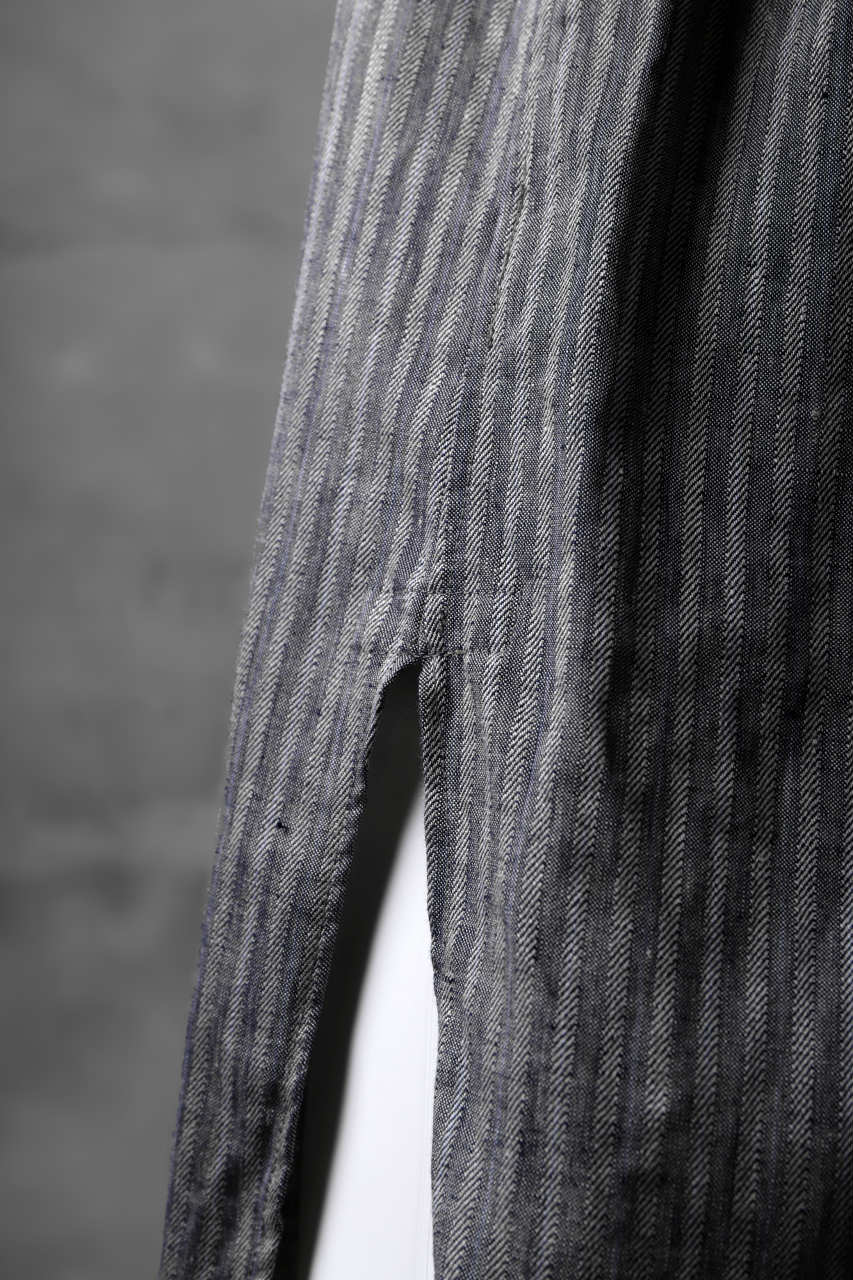 Load image into Gallery viewer, KLASICA STRIPED HERRINGBONE LINEN SHIRT / GARMENT WASHED (NAVY)