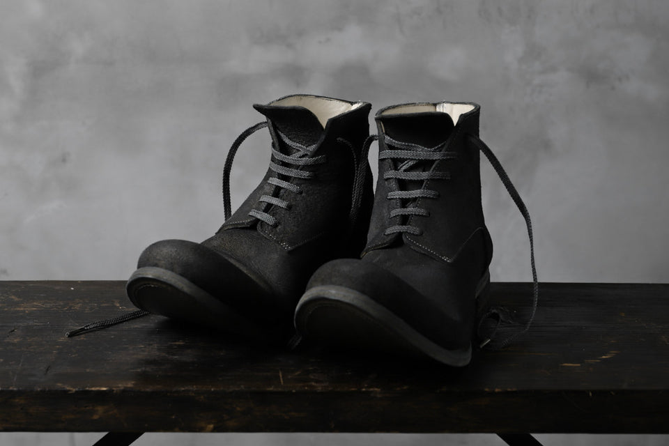 画像をギャラリービューアに読み込む, prtl "one make" Lace Up Boots (JAPAN Cow Reversed Leather / Hand Dyed BLACK)