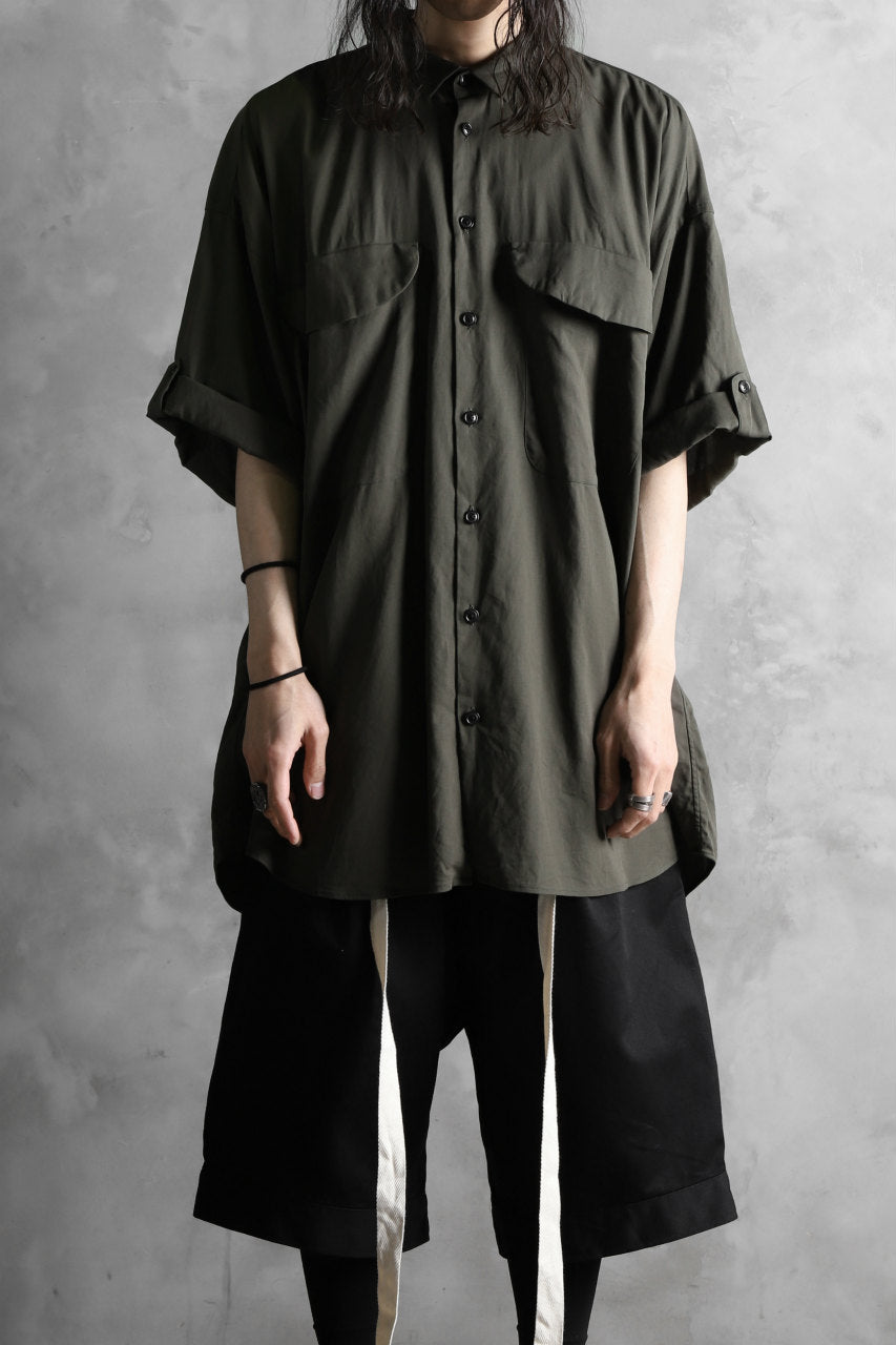 画像をギャラリービューアに読み込む, KLASICA LOOSE HALF SLEEVE SHIRT / DOUBLE VOILE CLOTH (GARMENT WASHED) (OLIVE)