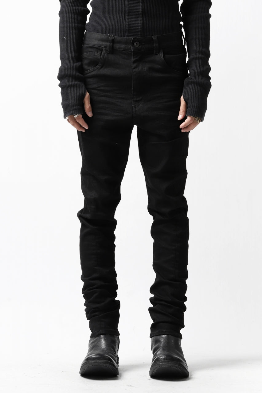 Load image into Gallery viewer, ISAMU KATAYAMA BACKLASH LOWCROTCH SLIM PANTS / HIGH POWER STRETCH DENIM (BLACK)