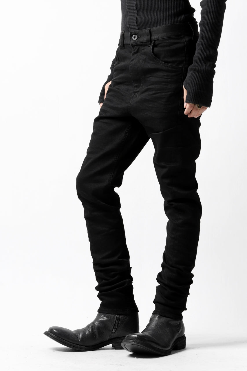 Load image into Gallery viewer, ISAMU KATAYAMA BACKLASH LOWCROTCH SLIM PANTS / HIGH POWER STRETCH DENIM (BLACK)
