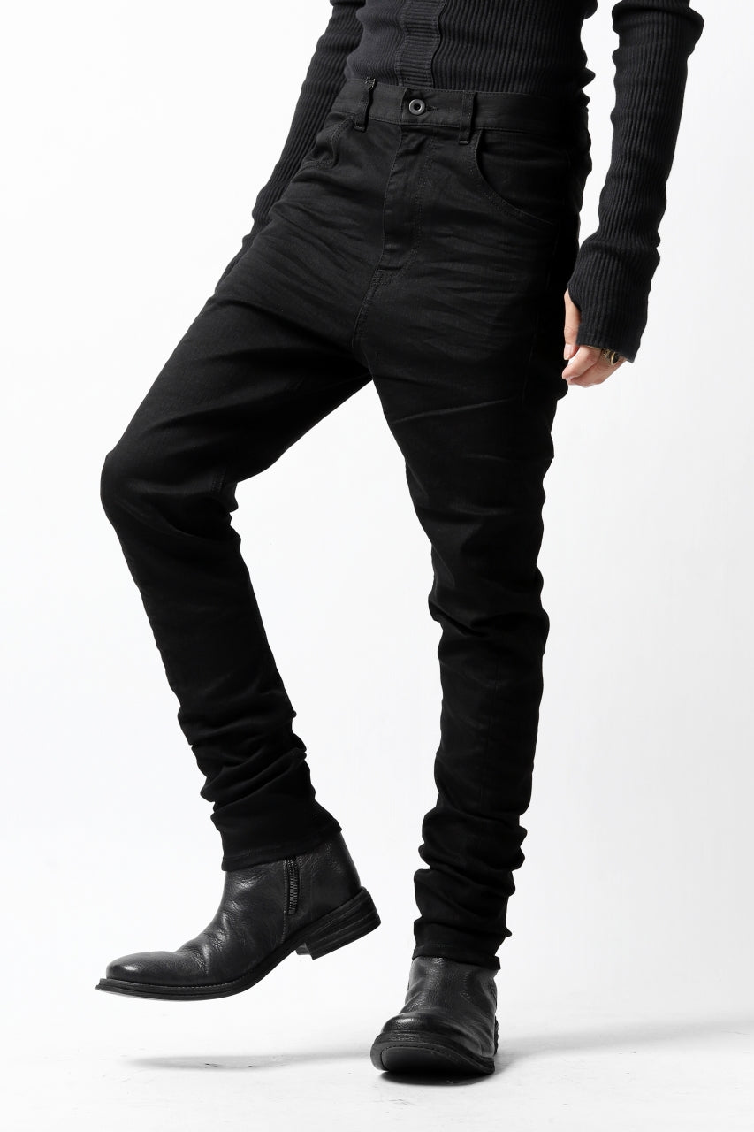 Load image into Gallery viewer, ISAMU KATAYAMA BACKLASH LOWCROTCH SLIM PANTS / HIGH POWER STRETCH DENIM (BLACK)