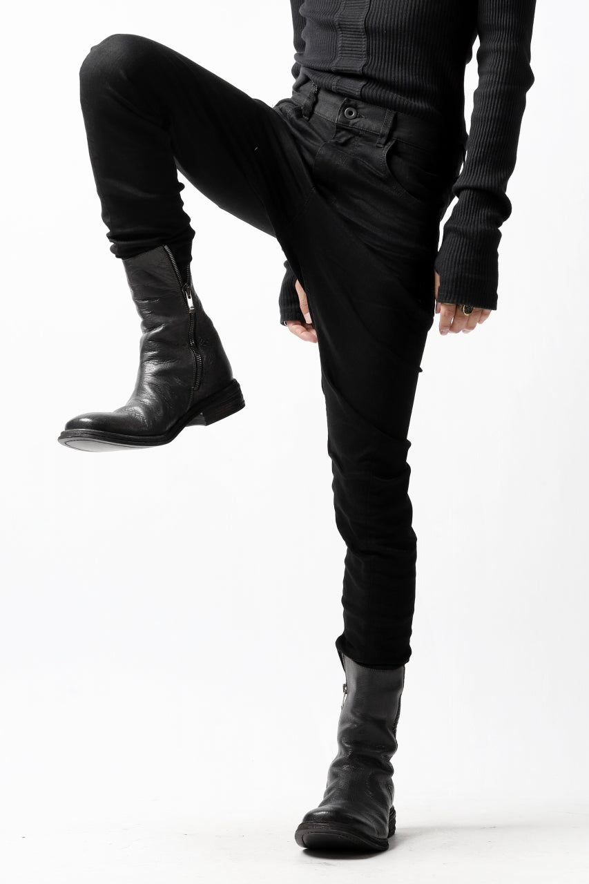 Load image into Gallery viewer, ISAMU KATAYAMA BACKLASH LOWCROTCH SLIM PANTS / HIGH POWER STRETCH DENIM (BLACK)