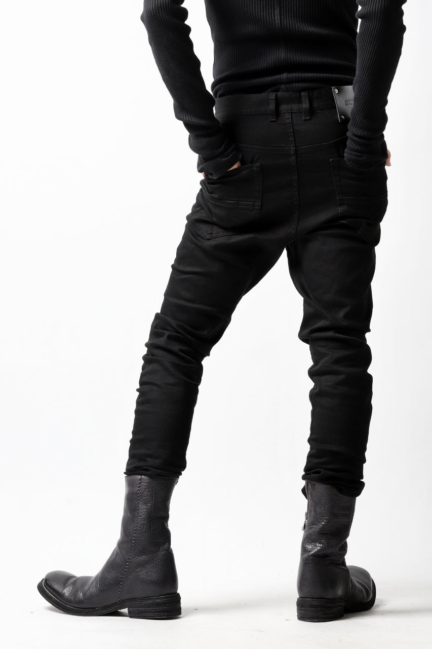 Load image into Gallery viewer, ISAMU KATAYAMA BACKLASH LOWCROTCH SLIM PANTS / HIGH POWER STRETCH DENIM (BLACK)