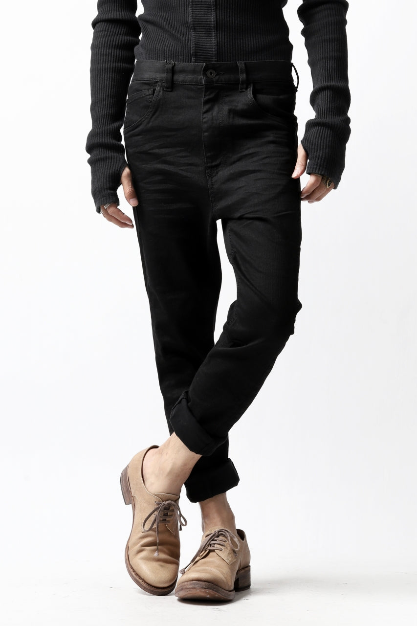 Load image into Gallery viewer, ISAMU KATAYAMA BACKLASH LOWCROTCH SLIM PANTS / HIGH POWER STRETCH DENIM (BLACK)